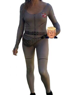 POPRAGEOUS Ghostbuster Style Anti-Trump Scoop Neck Long Sleeve Stretch Bodysuit